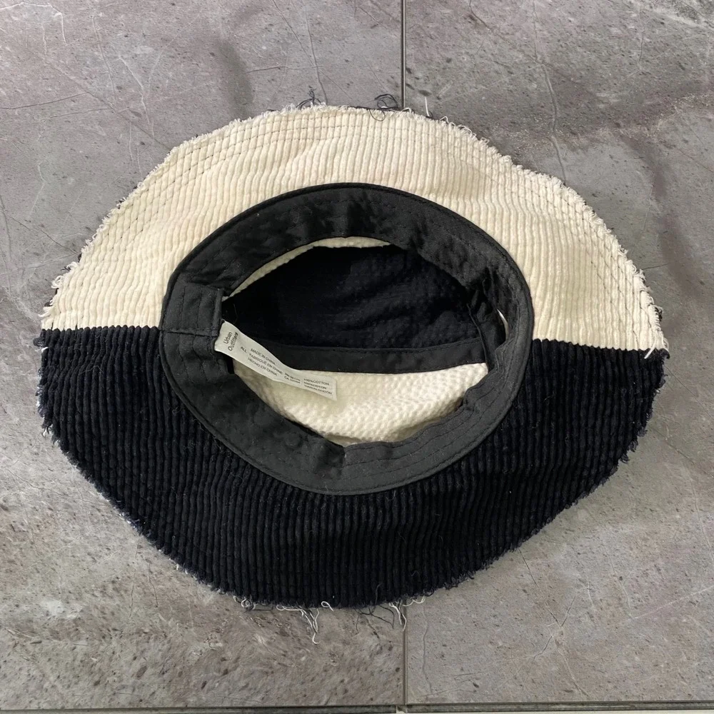 BDG Black and Cream Corduroy Patchwork Bucket Hat